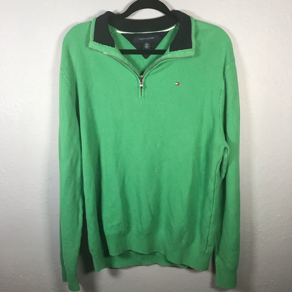 Tommy Hilfiger Half Zip Sweater Green Size XL